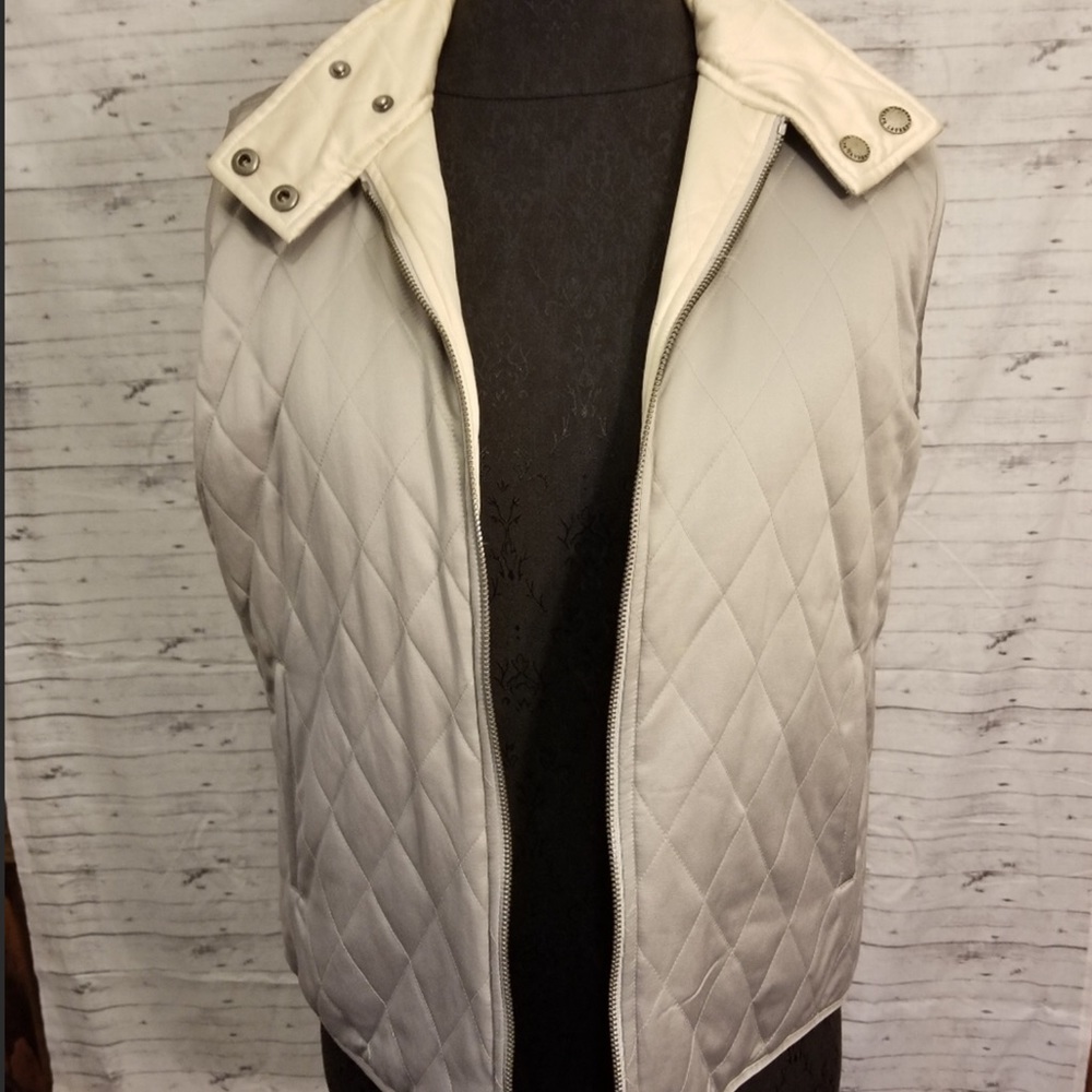 Lauren by RL Reversible Cream Quilted Vest-M